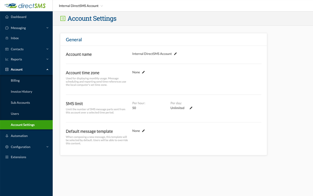 directSMS Customer Portal
