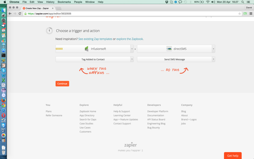 Select trigger and action